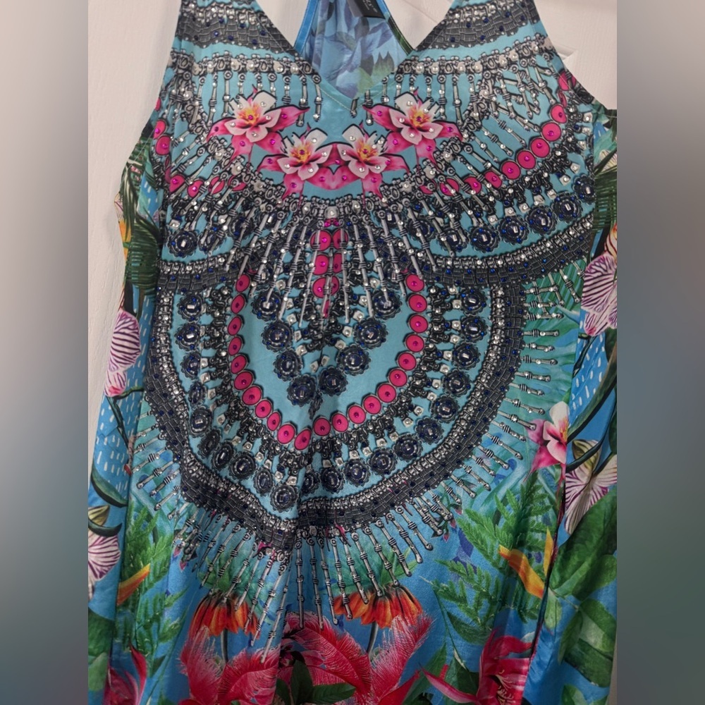 Blue and Green Floral Maxi Dress - Picture 8 of 8